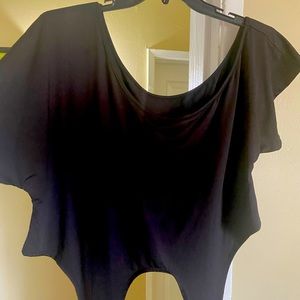 SHEIN black off the shoulder crop top with tie front
